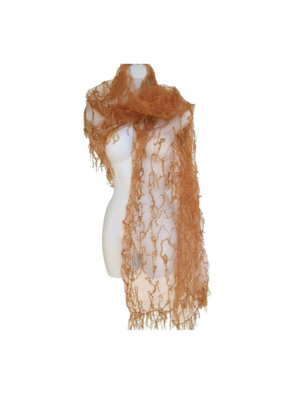 NWT Sheer Dressy Scarf Shawl Wrap  caramel Beige